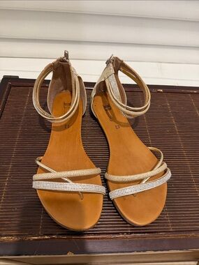 Browns Sparkle Strappy Ankle-Wrap Sandals in Gold